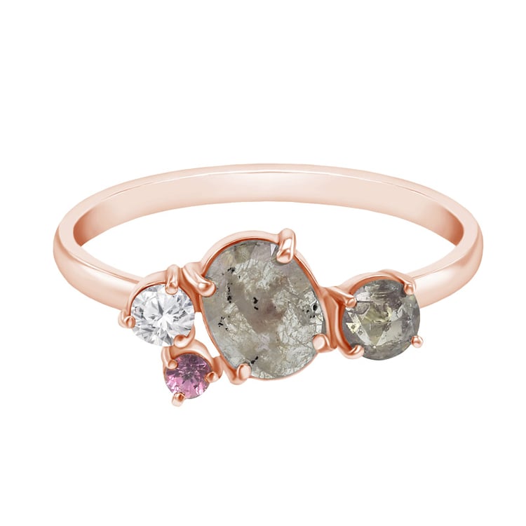 Cluster-Ring mit Salt and Pepper Diamanten und Saphir Gauma 134890