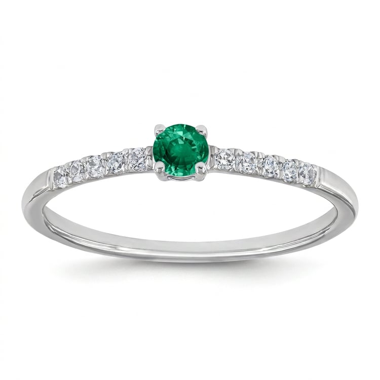 Silberring mit Smaragd und seitlichen Lab Grown Diamanten Mikey 169437