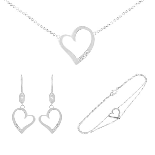 Goldenes Schmuckset mit Herzen und Diamanten Rubio