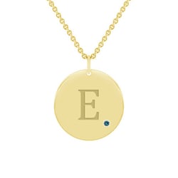 Goldanhänger mit blauen Diamanten und Buchstabe Gravur Sager