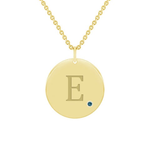 Goldanhänger mit blauen Diamanten und Buchstabe Gravur Sager