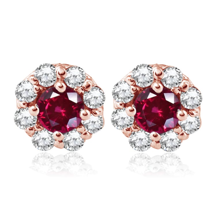 Goldene Rubinohrringe mit Diamanten Freda 79786