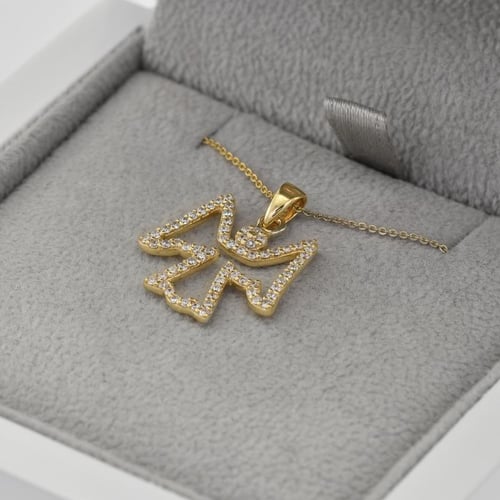 Goldkette mit Diamanten Engel-Anhänger Jayon
