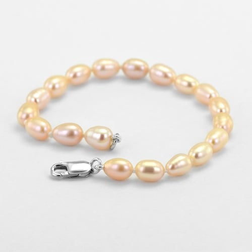 Silbernes Armband mit Perlen in Peach Mindy
