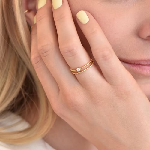 Schmuckset bestehend aus Ringen aus Kugeln und einem Diamanten Cullen