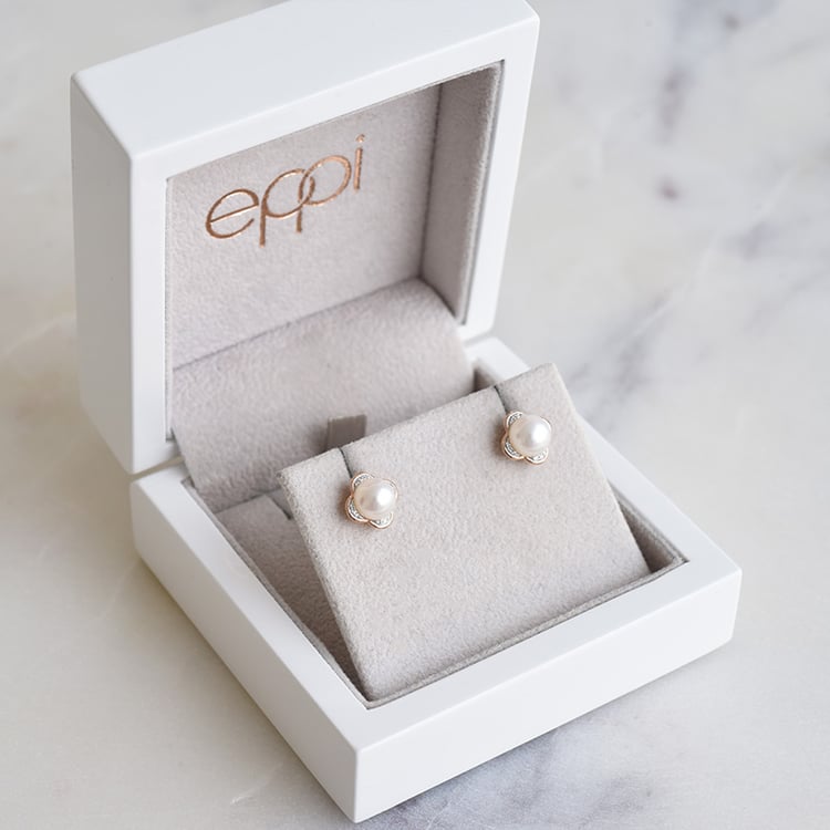 Perlenohrringe in Blumenform mit Diamanten Florin 86790