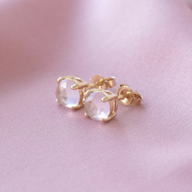 Zarte goldene Ohrringe mit Rosenquartzen Bernice 79940