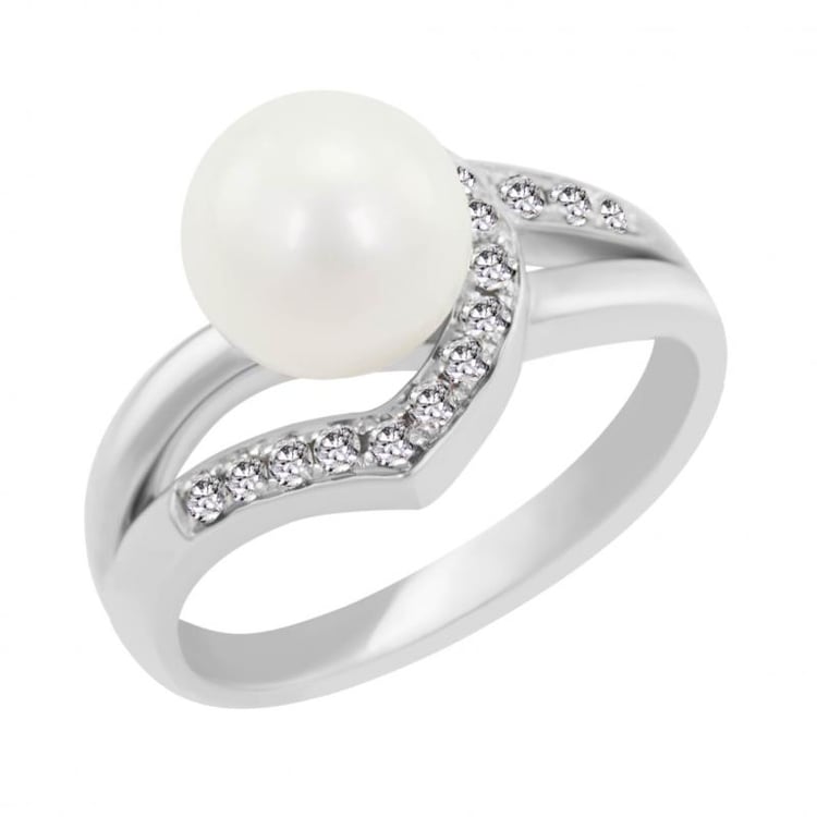 Weißer Perlenring Drucilla