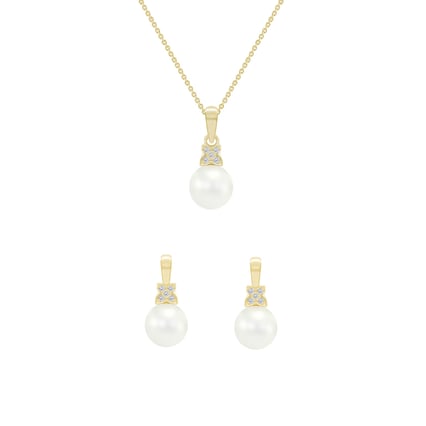 Goldenes Schmuckset mit Perlen Mauricia