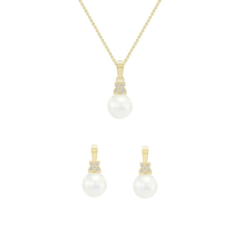 Goldenes Schmuckset mit Perlen Mauricia