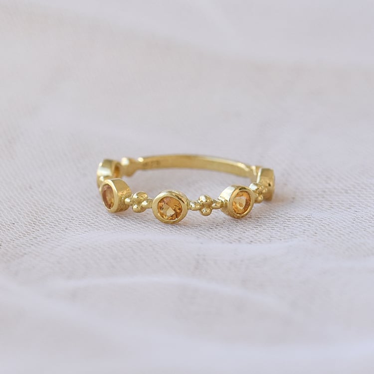 Vergoldeter Silber-Ring mit Citrin 3/4 besetzt Joslyn 69281