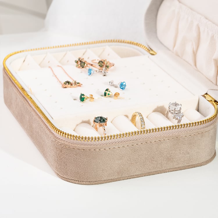 Große beigefarbene reise schmuckkästchen Shields 146273