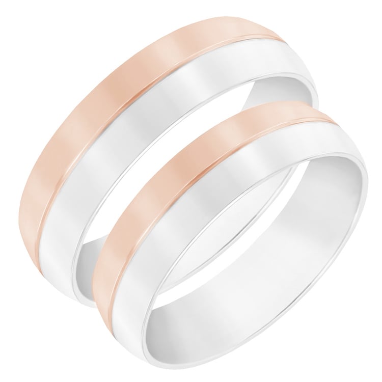 Halbrunde Eheringe aus kombiniertem Gold Amann 60637