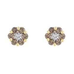 Ohrstecker in Blumenform mit brauen Diamanten Oakley
