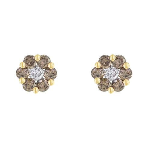 Ohrstecker in Blumenform mit brauen Diamanten Oakley