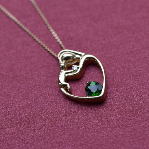 Anhänger Mutter und Kind mit Diopsid und Diamant Ella