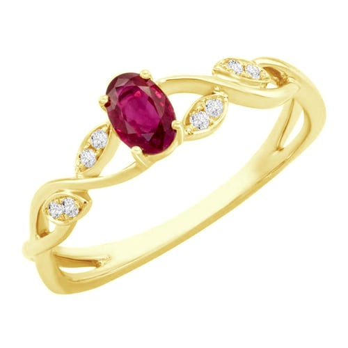 Goldener Rubinring mit Diamanten Ada