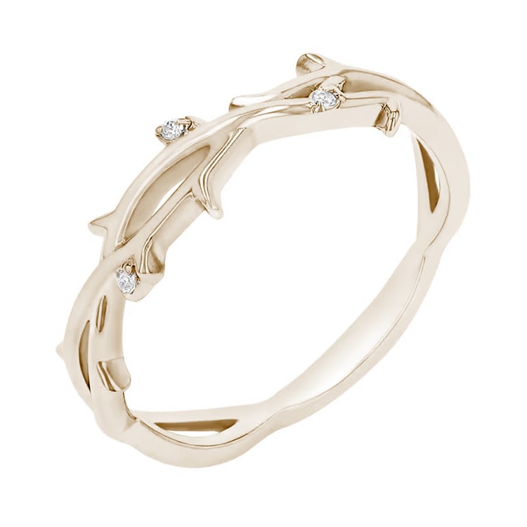 Zarter Goldring in Zweigform aus Haselnussgold Hamana