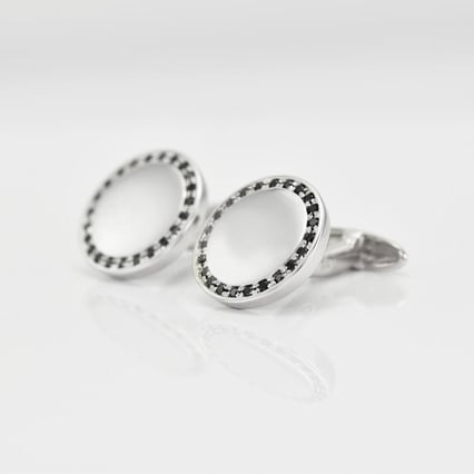 Manschettenknöpfe Silber mit schwarzen Diamanten Tallis