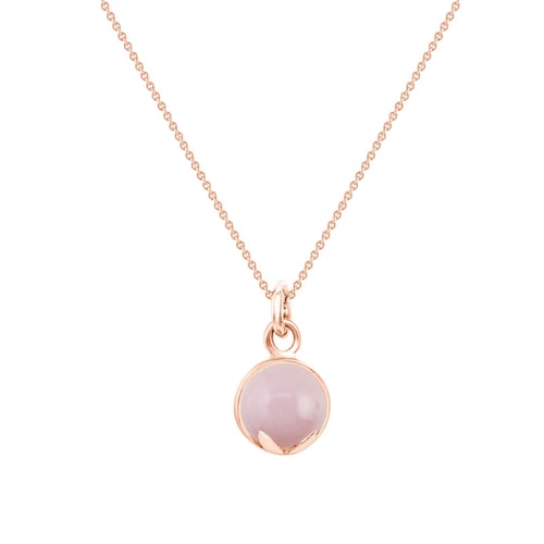 Blumenkette aus 585 Gold mit rosa Opal als Cabochon Azalea