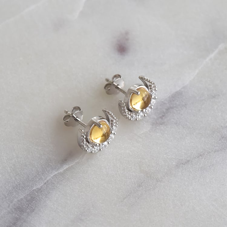 Silberne Ohrringe mit Citrinen und Zirkonia Timber 86204