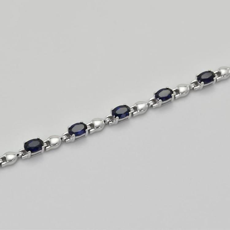 Silbernes Armband mit ovalen Saphiren Ove 26723