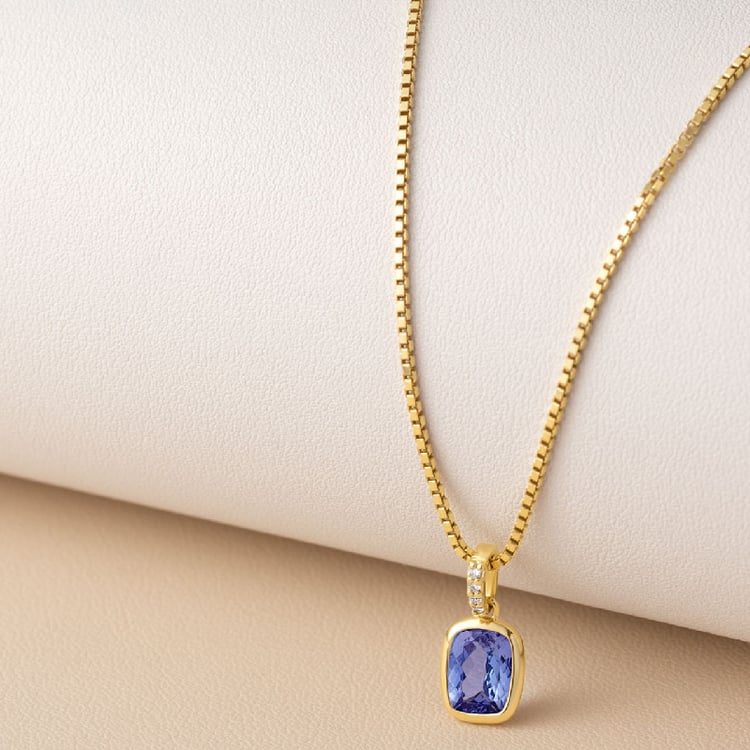 Goldener Anhänger mit Tansanit und Lab Grown Diamanten Gloria 136548