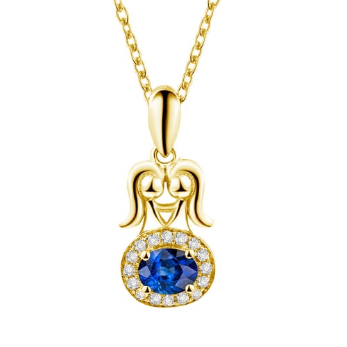 Anhänger im Zeichen Zwillinge mit Saphir und Diamanten Gémini