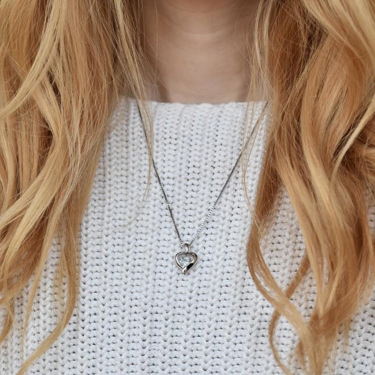 Aquamarinherz im silbernen Herz Lovelyn 28579