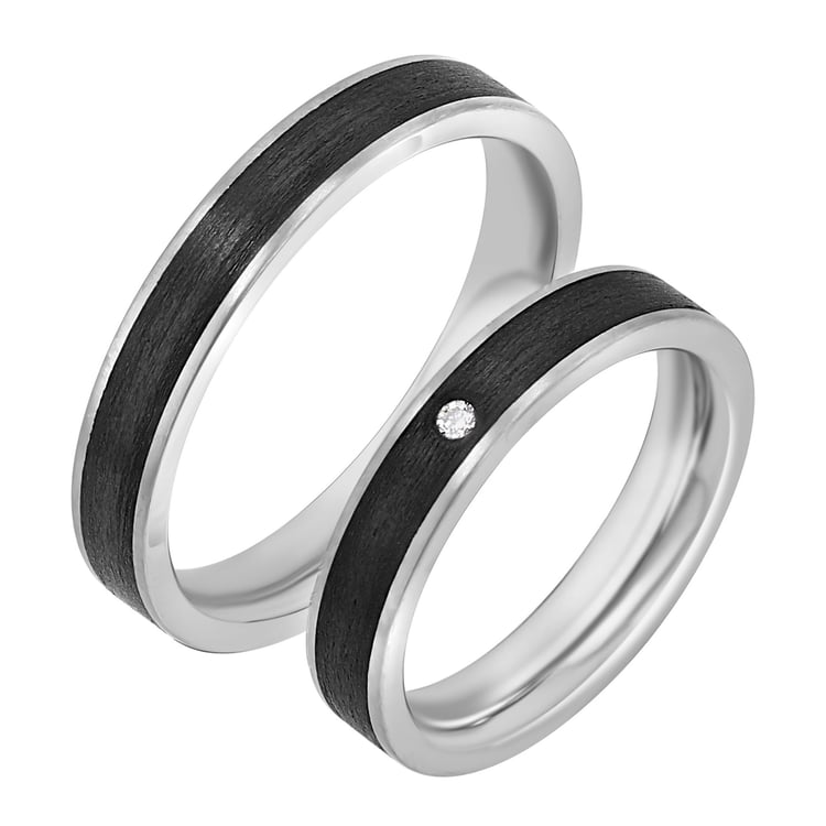 Eheringe aus Carbon mit Diamanten Mona