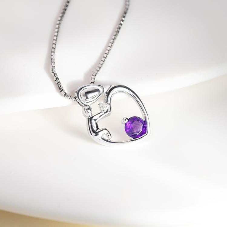 Silberner Anhänger Mutter und Kind mit Amethyst und Diamant Ella 151135