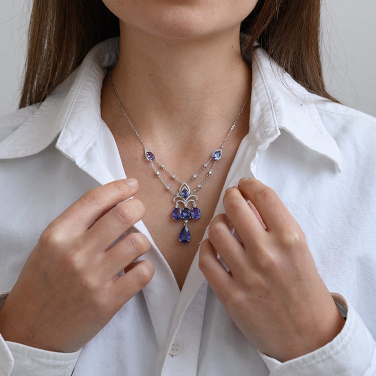 Halskette mit Tansaniten und Diamanten Noeti 134152