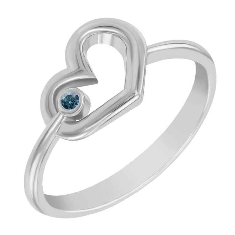 Goldener Herzring mit blauem Diamanten Balante