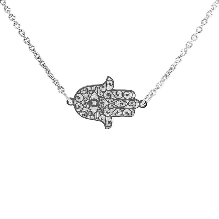 Silberne Yoga Halskette mit dem Symbol Hamsa 133089