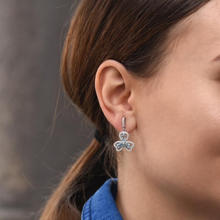 Silberne Ohrringe mit Topas in Form eines Kleeblatts Lerda 46304