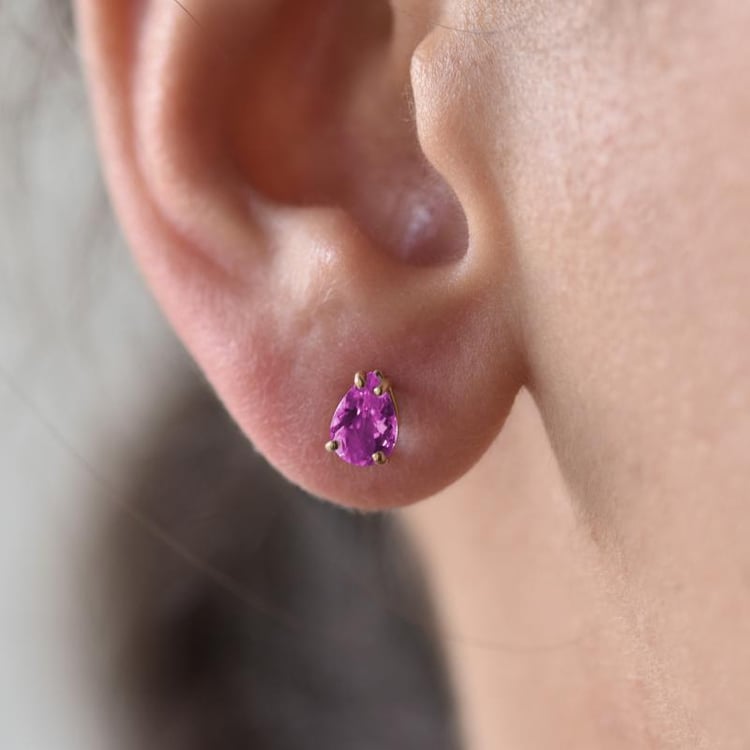 Goldene Ohrstecker mir rosa Saphiren Reata 13894