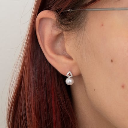 Perlenohrringe mit Diamanten aus Gold Jolyte