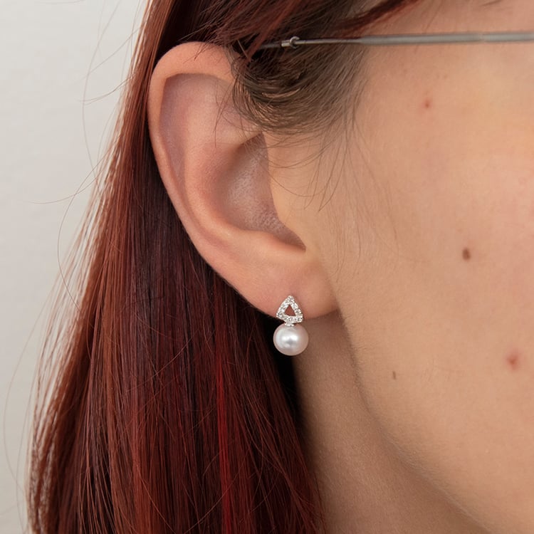 Perlenohrringe mit Diamanten aus Gold Jolyte 109396