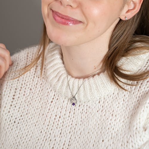 Silberner Anhänger Mutter und Kind mit Amethyst und Diamant Ella