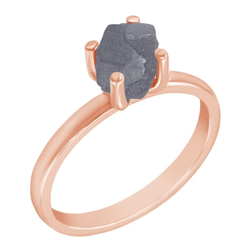 Goldener Ring mit Rohdiamant in dunkelgrau Nemy
