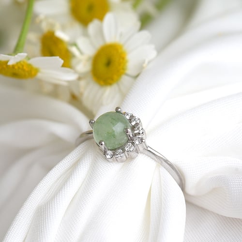 Goldener Ring mit Avanturin und Diamanten Ammiel