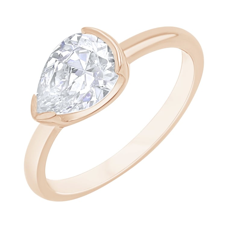 Goldring mit einem tropfenförmigen Halblünette Lab Grown Diamanten Timarete 164666