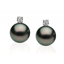 Schwarze Perlenohrringe mit Diamanten Morisah