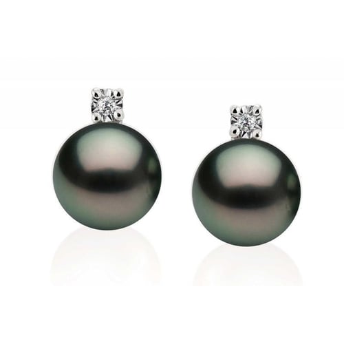Schwarze Perlenohrringe mit Diamanten Morisah