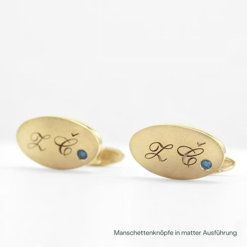Goldene Manschettenknöpfe mit Gravur und Diamanten Furud