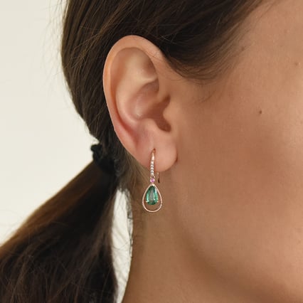 Smaragdohrringe mit Saphiren und Diamanten Elsterna