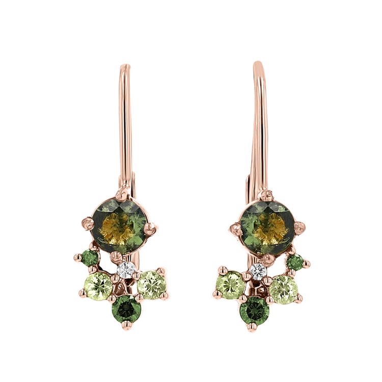 Cluster Ohrringe mit Moldaviten, Saphiren und Diamanten Gita 146864