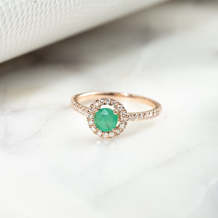 Halo Ring mit Smaragd und Lab Grown Diamanten Kerau 132470