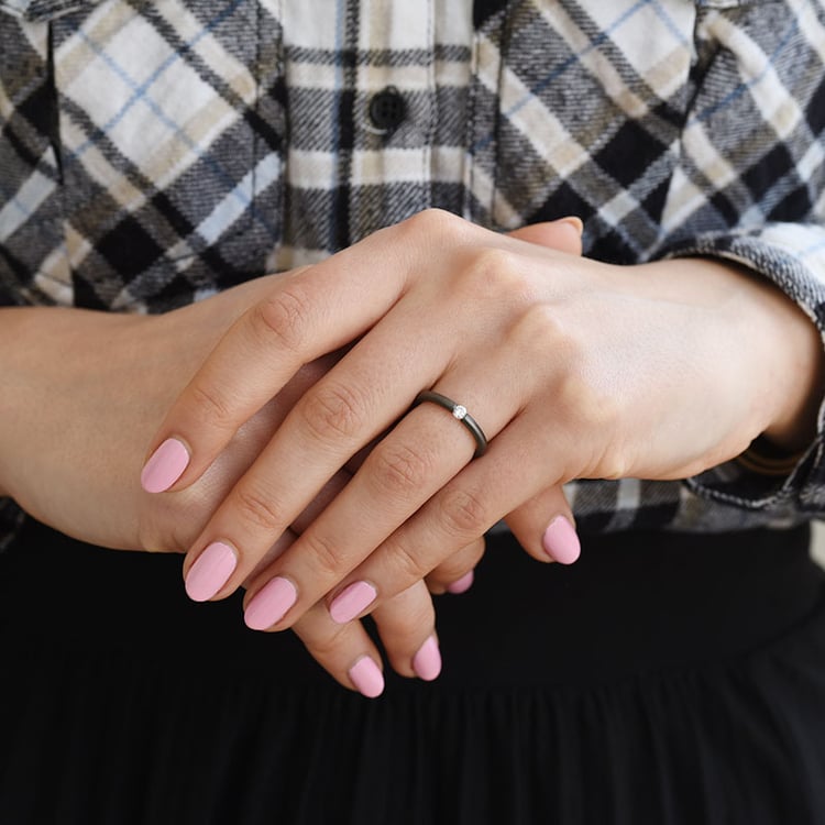 Goldring mit Rhodium und Diamant Tansie 92524