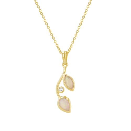 Opalanhänger in Blattform mit Diamanten Daria